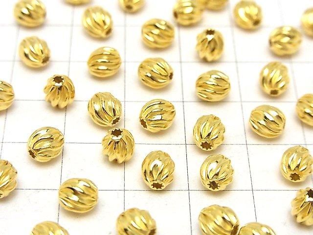 Silver925 ライン入りロンデル(ツイストコルゲートビーズ) 6×5.5×5.5mm 18KGP 3個 サムネイル3