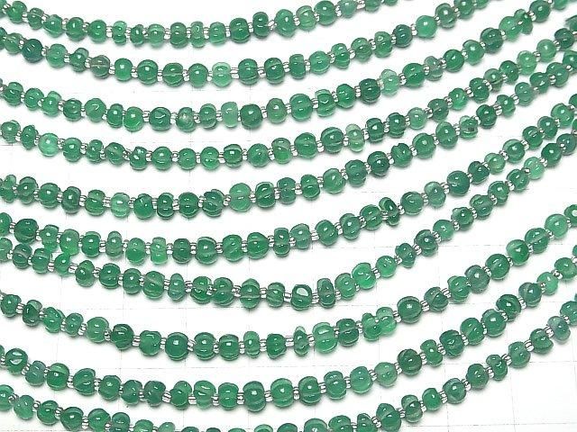 【動画】グリーンオニキスAA++ パンプキンカット4×4×3.5mm 1連(約13cm) サムネイル4