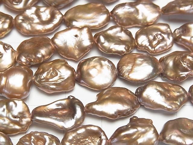 【動画】淡水真珠 ケシパールAA バロック10~15mm ブロンズゴールド 1連(約37cm) サムネイル2