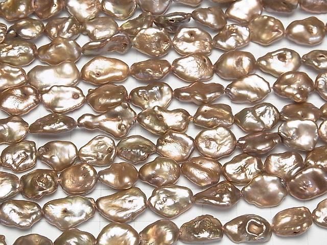 【動画】淡水真珠 ケシパールAA バロック10~15mm ブロンズゴールド 1連(約37cm) サムネイル3