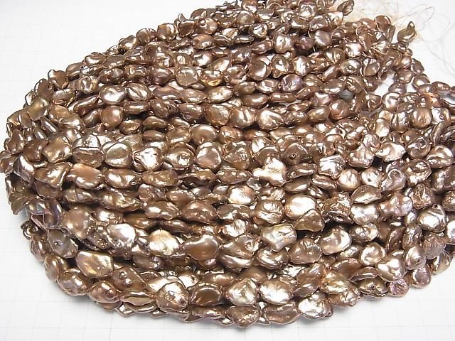 【動画】淡水真珠 ケシパールAA バロック10~15mm ブロンズゴールド 1連(約37cm) サムネイル4