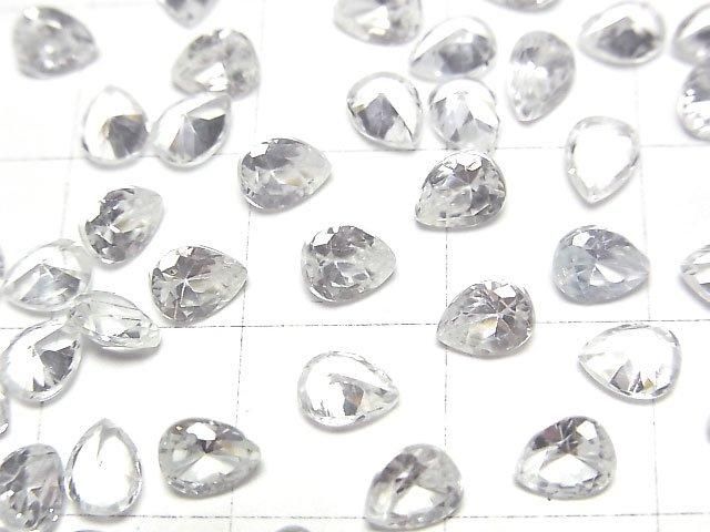 【動画】宝石質天然ホワイトジルコンAAA ルース ペアシェイプファセットカット5×4mm 5粒 サムネイル2