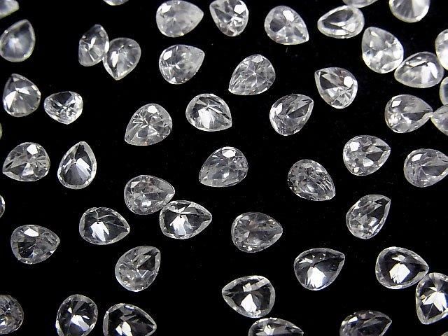 【動画】宝石質天然ホワイトジルコンAAA ルース ペアシェイプファセットカット5×4mm 5粒 サムネイル3