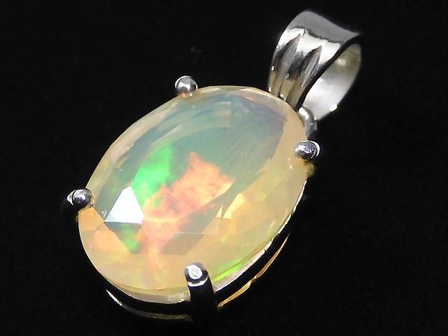 【動画】【1点もの】宝石質オパールAAA ファセットカットペンダントトップ SILVER925製 NO.92の画像