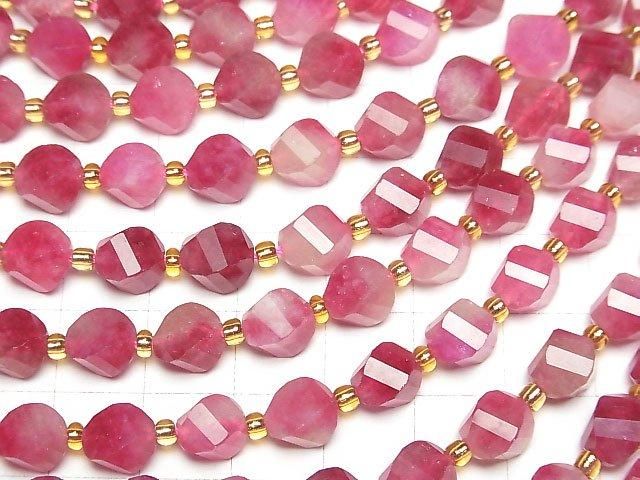 【動画】【素晴らしい輝き】レッドジェード ツイスト×多面カット8×7×7mm 1連(約33cm) サムネイル3