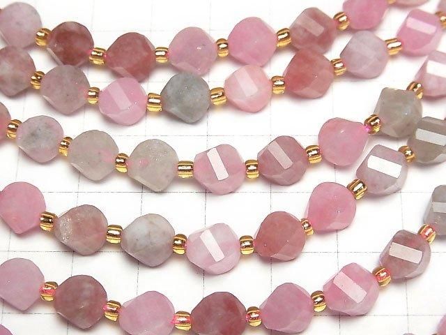 【動画】【素晴らしい輝き】マルチカラージェード ツイスト×多面カット8×7×7mm 1連(約33cm) サムネイル3