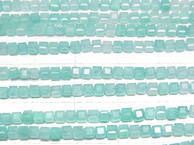 【動画】【素晴らしい輝き】アマゾナイトシリカAA++ キューブカット2.5×2.5×2.5mm 1連(約37cm) サムネイル2