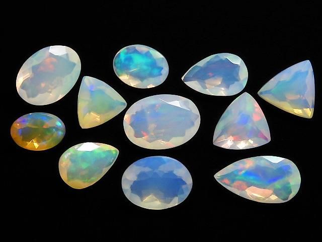 【動画】【1点もの】宝石質エチオピア産オパールAAA- ルース ファセットカット 11粒セット NO.1の画像