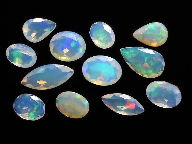 【動画】【1点もの】宝石質エチオピア産オパールAAA- ルース ファセットカット 12粒セット NO.6の画像