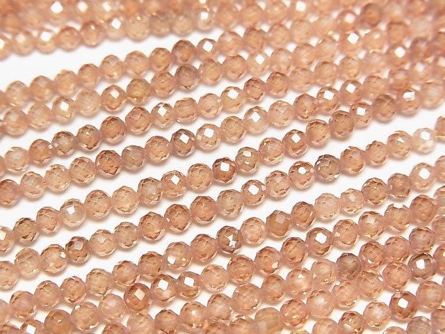 【動画】【素晴らしい輝き】キュービックジルコニアAAA ラウンドカット3mm 【テラコッタカラー】 1連(約34cm)の画像