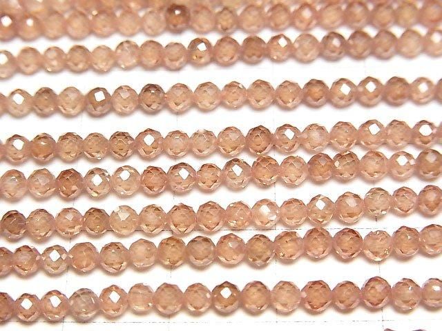 【動画】【素晴らしい輝き】キュービックジルコニアAAA ラウンドカット3mm 【テラコッタカラー】 1連(約34cm) サムネイル2