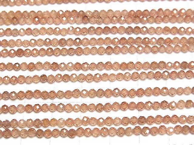【動画】【素晴らしい輝き】キュービックジルコニアAAA ラウンドカット3mm 【テラコッタカラー】 1連(約34cm) サムネイル3