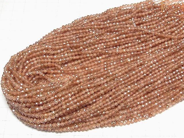 【動画】【素晴らしい輝き】キュービックジルコニアAAA ラウンドカット3mm 【テラコッタカラー】 1連(約34cm) サムネイル4