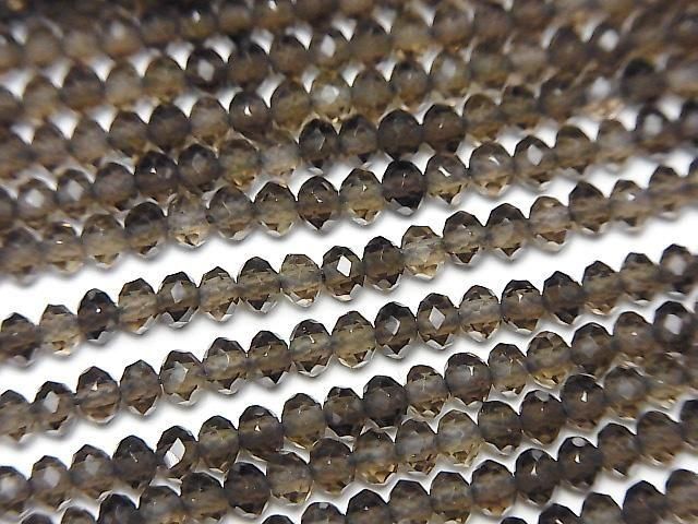 【動画】【素晴らしい輝き】スモーキークォーツAAA ボタンカット3×3×2mm 1連(約37cm)の画像
