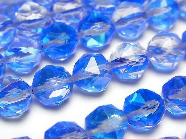 【動画】【素晴らしい輝き】ブルー ルナフラッシュ スターラウンドカット10mm 1連(約36cm)の画像