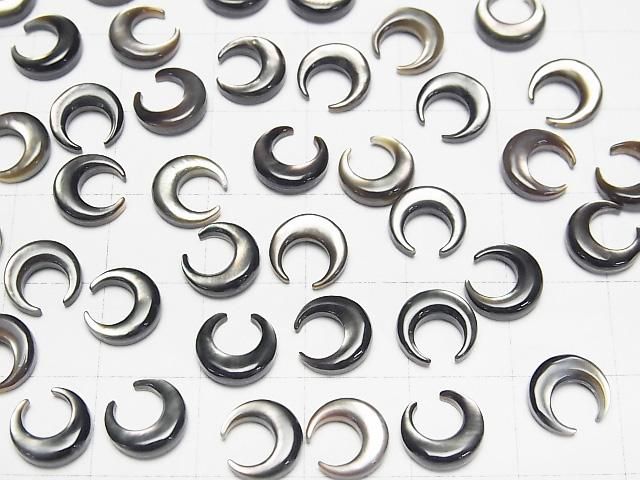 【動画】高品質ブラックシェル(黒蝶貝)AAA 月モチーフ8×8mm 4個 サムネイル3