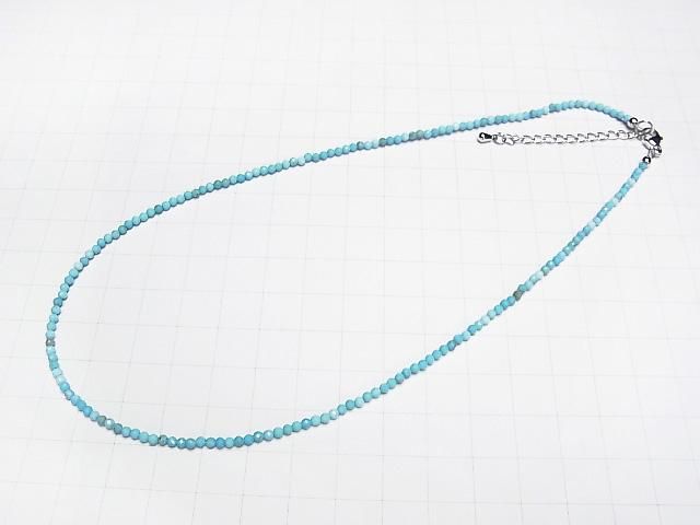 【動画】【素晴らしい輝き】マグネサイトターコイズ ラウンドカット2mm 1連(ネックレス) サムネイル4