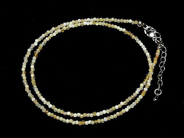 【動画】【素晴らしい輝き】イエローオパールAA+ ラウンドカット2mm 1連(ネックレス)の画像