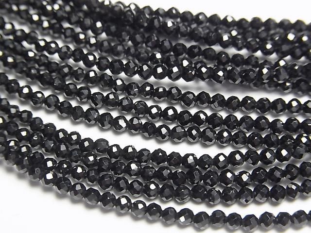 【動画】【素晴らしい輝き】ブラックトルマリンAAA ラウンドカット2mm 1連(ネックレス) サムネイル2