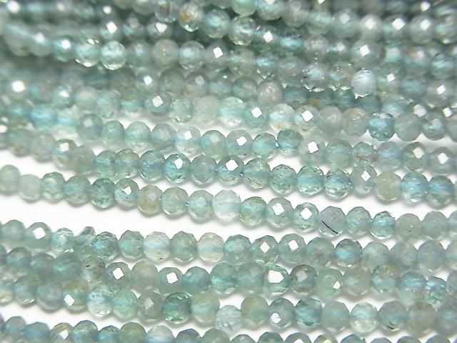 【動画】【素晴らしい輝き】ブルーグリーンアパタイトAA ラウンドカット2mm 1連(約37cm)の画像
