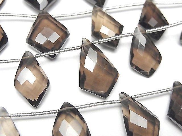 【動画】宝石質スモーキークォーツAAA- 変形ダイヤカット 1連(8粒)の画像