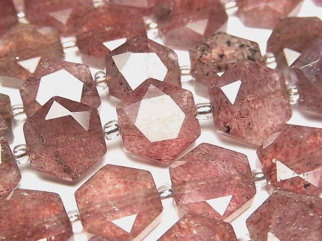 【動画】ピンクエピドートAA+ ヘキサゴンカット12×13mm 1連(約36cm)の画像