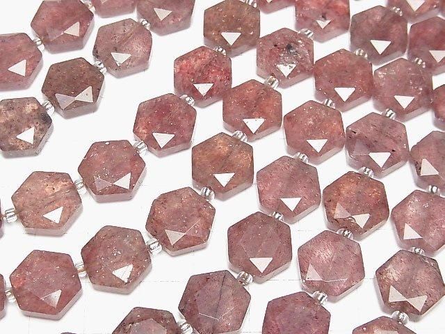 【動画】ピンクエピドートAA+ ヘキサゴンカット12×13mm 1連(約36cm) サムネイル3