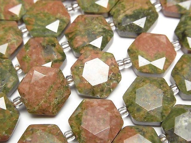 【動画】ユナカイト ヘキサゴンカット12×13mm 1連(約36cm)の画像