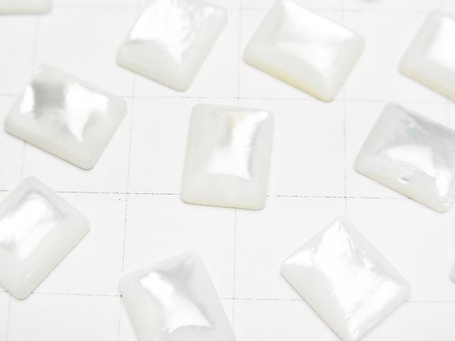 【動画】高品質ホワイトシェル(白蝶貝)AAA レクタングル カボション10×8mm 4個 サムネイル2