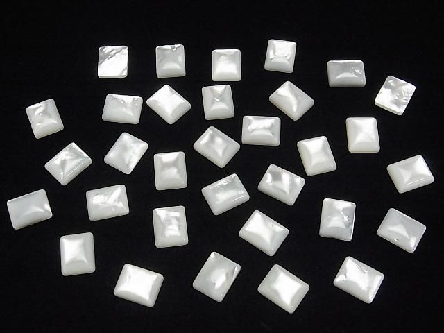 【動画】高品質ホワイトシェル(白蝶貝)AAA レクタングル カボション10×8mm 4個 サムネイル4