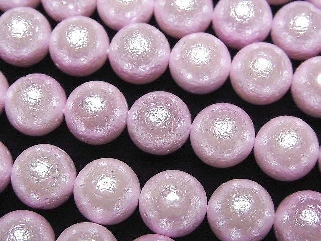 【動画】貝パール(シュガーパール) ピンク ラウンド10mm 1連(約38cm)の画像