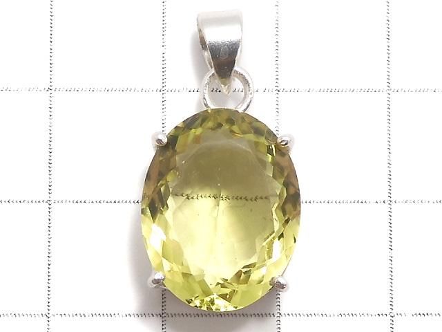 【動画】【1点もの】宝石質レモンクォーツAAA ファセットカットペンダントトップ SILVER925製 NO.50 サムネイル2