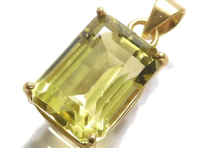【動画】【1点もの】宝石質レモンクォーツAAA ファセットカットペンダントトップ 18KGP製 NO.57の画像