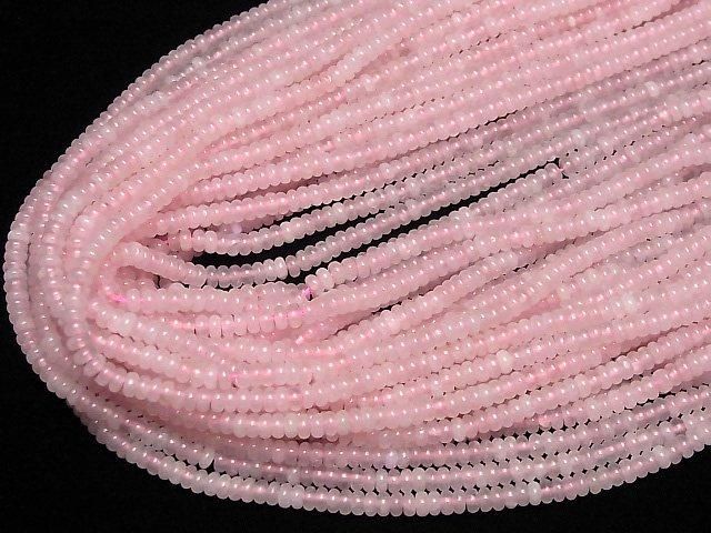 【動画】ローズクォーツAA++ ロンデル(ボタン)4×4×1.5mm 1連(約37cm) サムネイル4