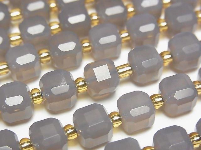 【動画】【素晴らしい輝き】グレーオニキス キューブカット6.5×6.5×6.5mm 半連/1連(約34cm)の画像