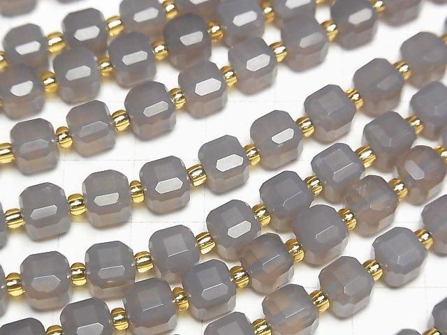 【動画】【素晴らしい輝き】グレーオニキス キューブカット6.5×6.5×6.5mm 半連/1連(約34cm) サムネイル3