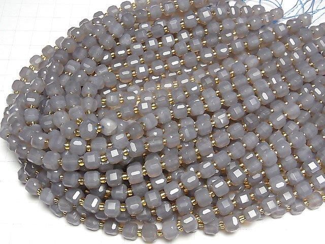 【動画】【素晴らしい輝き】グレーオニキス キューブカット6.5×6.5×6.5mm 半連/1連(約34cm) サムネイル4