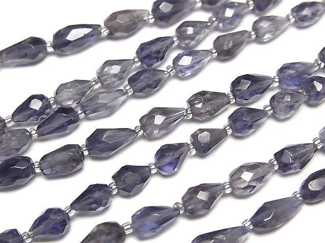 【動画】宝石質アイオライトAA+ 縦穴ドロップカット 1連(約10cm)の画像