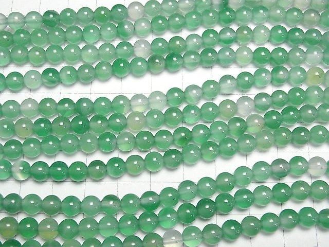 【動画】グリーンカラーカルセドニー ラウンド6mm 1連(約35cm) サムネイル3