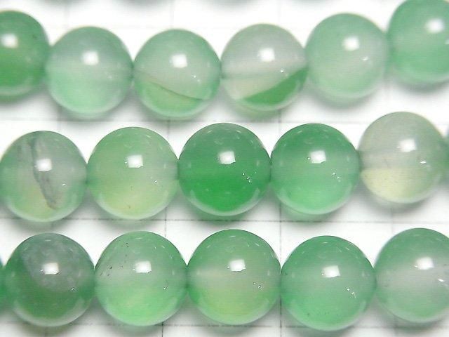 【動画】グリーンカラーカルセドニー ラウンド8mm 1連(約36cm) サムネイル2