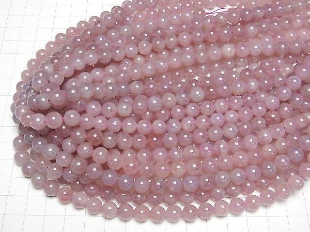 【動画】マダガスカル産ディープローズクォーツAAA- ラウンド8mm 半連/1連(約38cm) サムネイル4