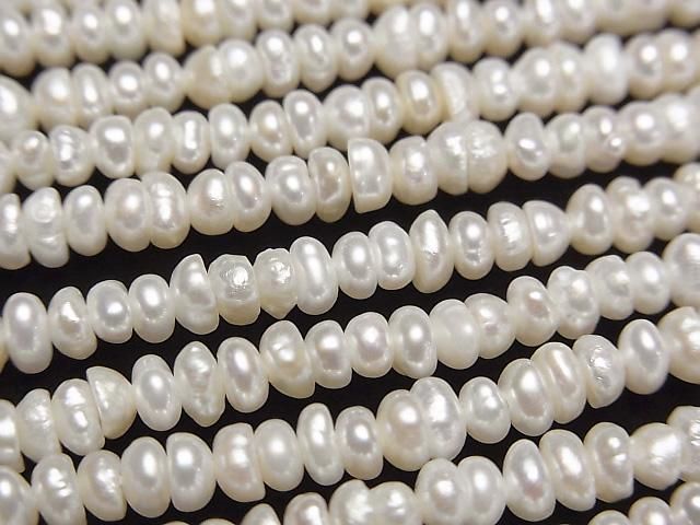 【動画】淡水真珠AA++ ホワイト ロンデル3~4mm 1連(約34cm)の画像