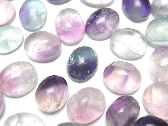 【動画】◆特価◆マルチカラーフローライトAA+ オーバル カボション10×8mm 10個の画像