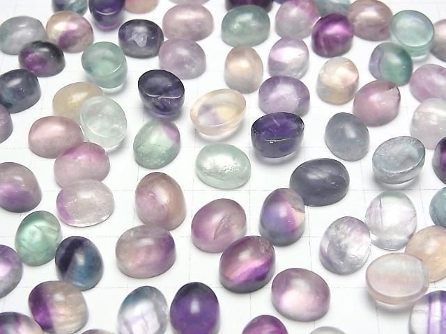 【動画】◆特価◆マルチカラーフローライトAA+ オーバル カボション10×8mm 10個 サムネイル3