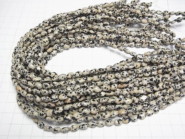 【動画】ダルメシアンジャスパー オーバル8×6mm 半連/1連(約37cm) サムネイル4