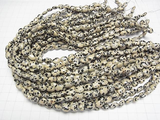 【動画】ダルメシアンジャスパー オーバル10×8mm 半連/1連(約37cm) サムネイル4