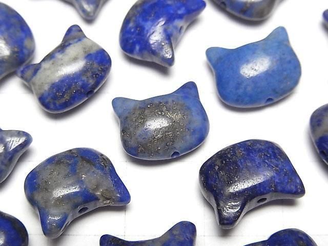 【動画】ラピスラズリAA 猫モチーフ10×13mm 【貫通穴】 3個 サムネイル2