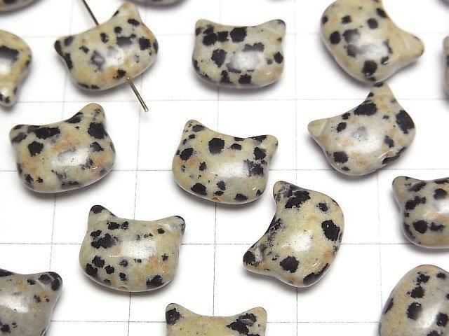 【動画】ダルメシアンジャスパー 猫モチーフ10×12mm 【貫通穴】 3個 サムネイル3
