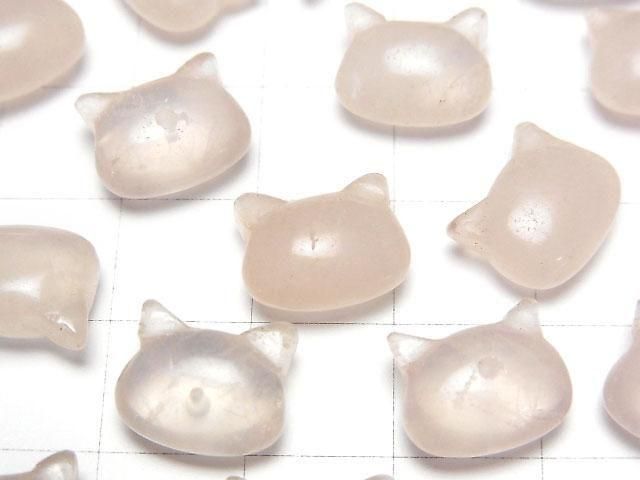 【動画】ローズクォーツAA+ 猫モチーフ10×12mm 【片穴(裏面)】 3個 サムネイル2