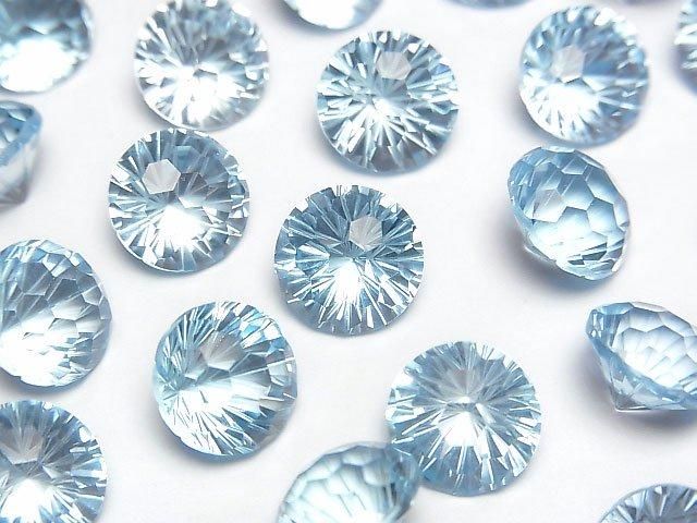 【動画】宝石質スカイブルートパーズAAA ルース ラウンド ファンシーカット10×10mm 1粒の画像